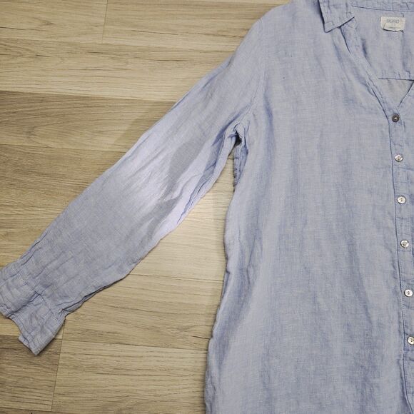Sigrid Olsen Womens Blue Linen Button Front Shirt Size XL Beachy Coastal - Picture 3 of 7